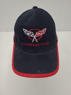Vintage Corvette Baseball Hat Suede Adjustable Back Embroidered Flames